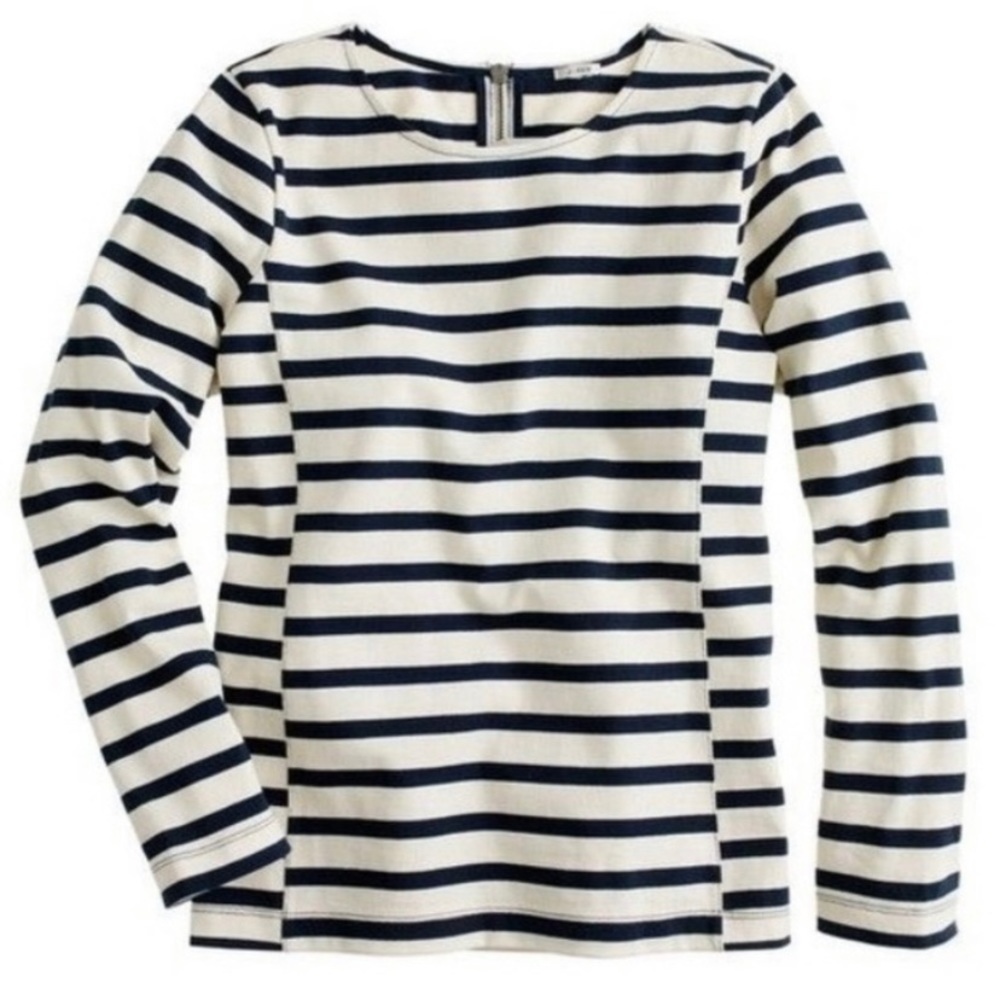 J. Crew Side Seam Sailor Top Striped navy ivory M